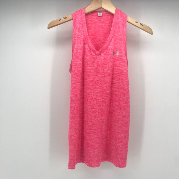 Under Armour Tops - Under Armour Heat Gear Womens XS Heathered Pink Loose Fit V Neck Tank Top